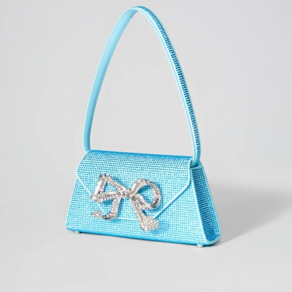 NWT SELF PORTRAIT BLUE RHINESTONE BOW MINI SHOULDER BAG